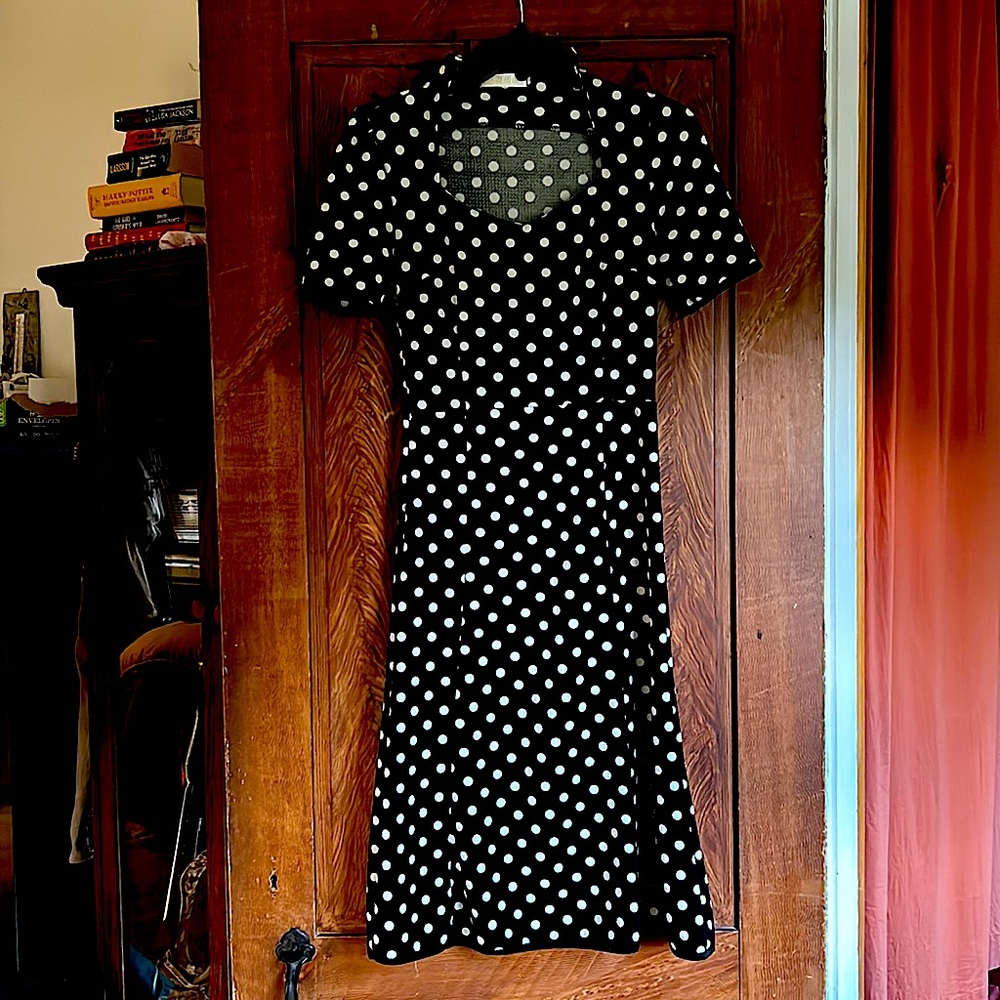 Black and white polka dot dress